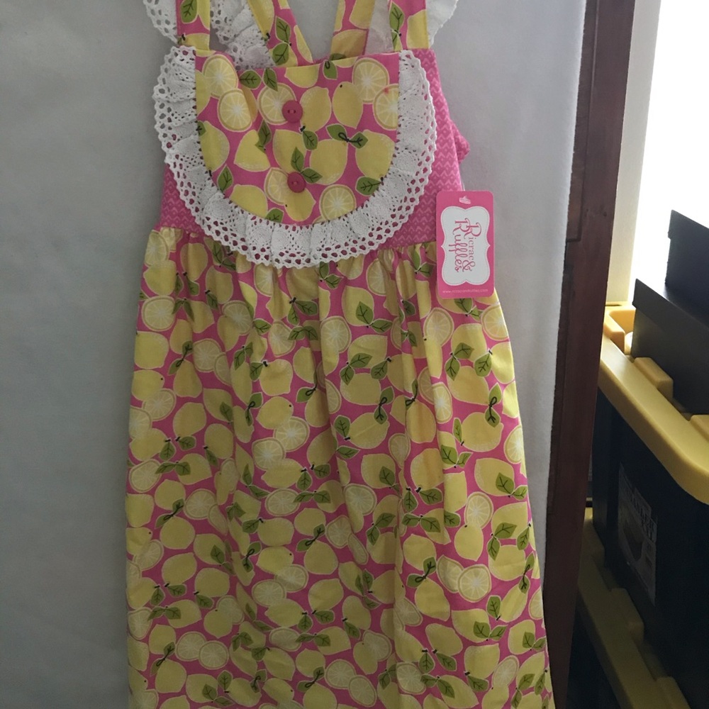 Ricrac & Ruffles Girls’ Lemon Themed Dress
